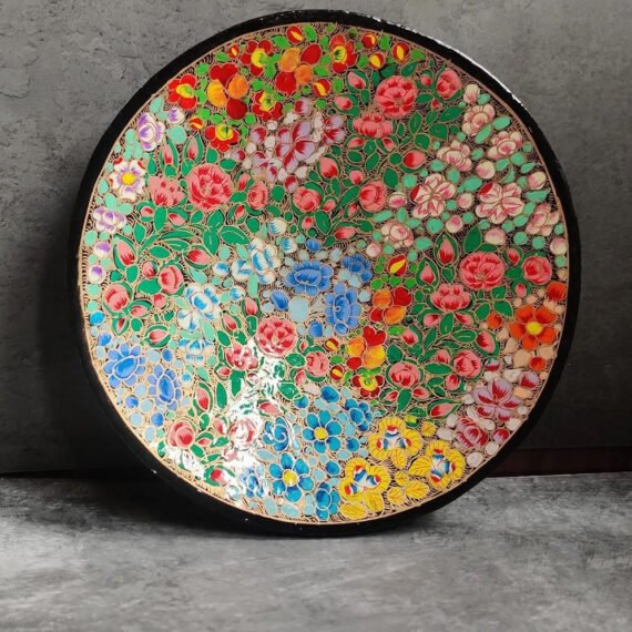 Black Base Floral Design Wall Plate