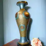 Blue Red Embossed Paper Mache Star Floral Vase