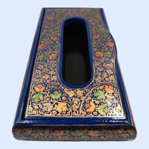 Blue Paper Mache Tissue Box Flat Base-1