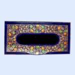 Blue Paper Mache Tissue Box Flat Base