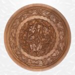Brown Wooden Carved Round Plate