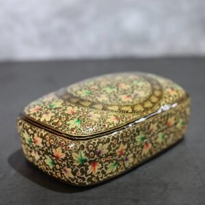 Colorful Gold Paper Mache Trinket Box