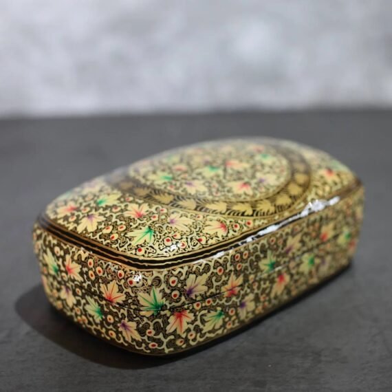 Colorful Gold Paper Mache Trinket Box