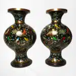 Embossed Birds Paradise Rounded Paper Mache Flower Vase (Set of 2)