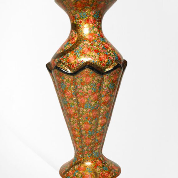 Embossed Curved Neck Floral Paper Mache Vase