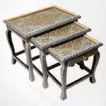 Embossed Floral Paper Mache Walnut (Table Set of 3)