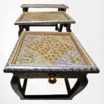 Embossed Floral Paper Mache Walnut (Table Set of 3)