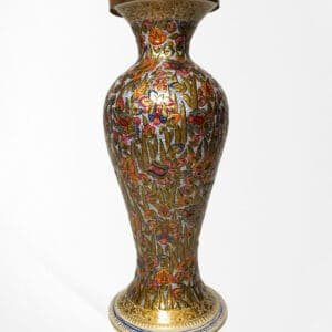 Embossed Golden Silver Multi Floral Paper Mache vase