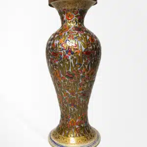 Embossed Golden Silver Multi Floral Paper Mache vase