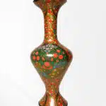 Embossed Long Curved Neck Floral Paper Mache Vase