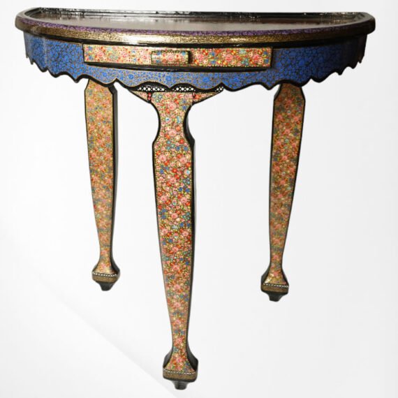 Embossed Paper Mache Walnut Floral Table