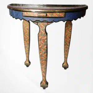 Embossed Paper Mache Walnut Floral Table