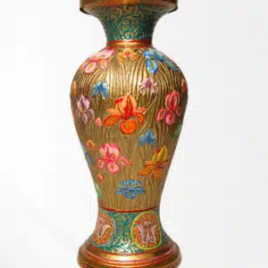 Embossed Petal Golden Blue Paper Mache Vase