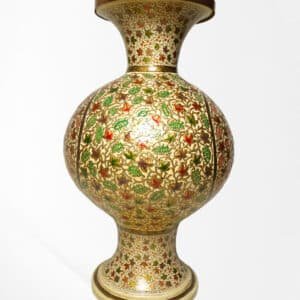 Embossed Rounded Chinar Multi Floral Paper Mache Vase