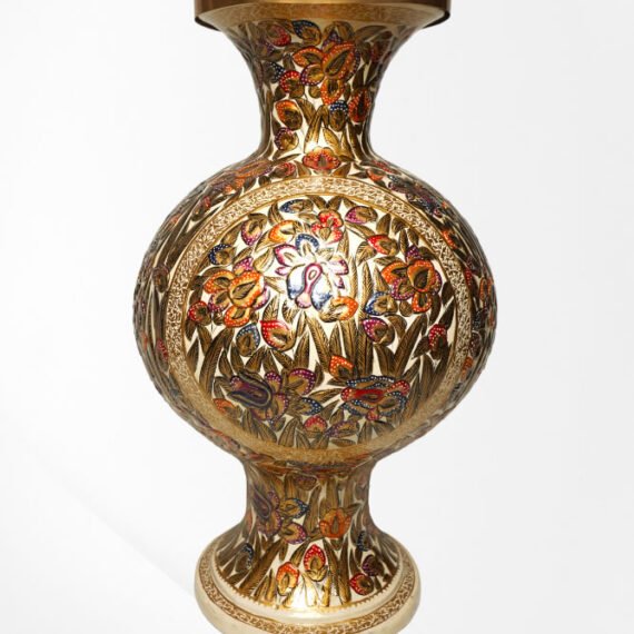 Embossed White Based Multi Floral Ring Paper Mache Vase