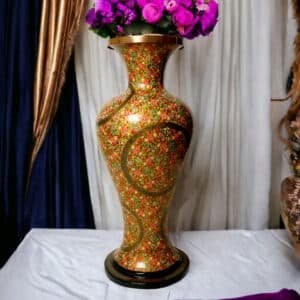 Floral Ring Embossed Paper Mache Flower Vase