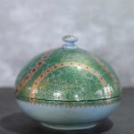 Green Paper Mache Powder Box