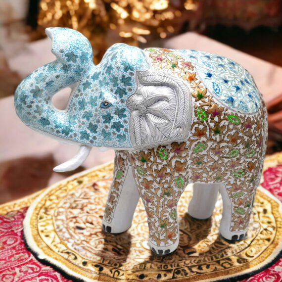 Hand-Painted Kashmiri Paper Mache Elephant