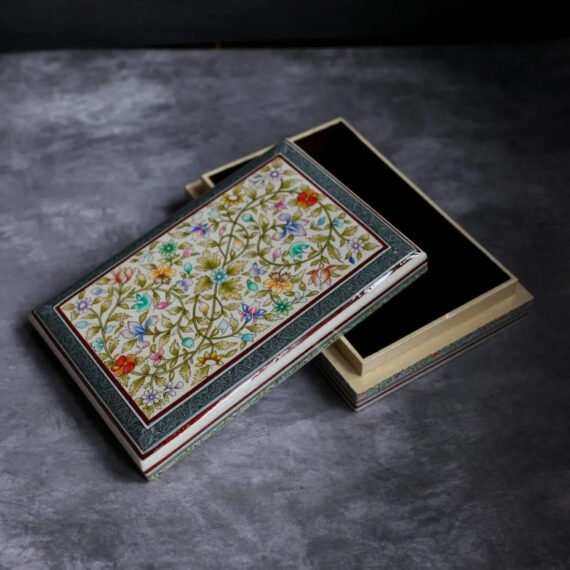Kashmiri Flower Design Handmade Paper Mache Box Meter Box