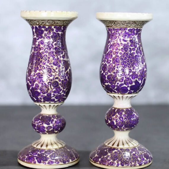 Kashmiri Hand-Painted Purple Vase