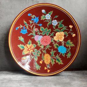 Maroon Floral Design Wall Plate
