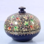 Navy Blue Paper Mache Powder Box