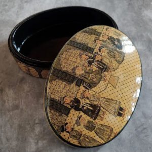 Ovel Shape Mughal Darbar Design Handmade Paper Mache Meter box