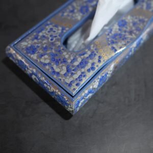 Paper Mache Blue Base Tissue Box-1
