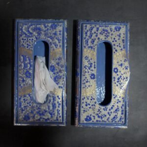 Paper Mache Blue Base Tissue Box