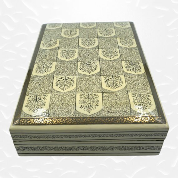 Paper Mache Flat Box Floral Design White base