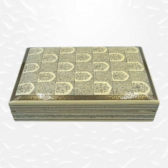 Paper Mache Flat Box Floral Design White base