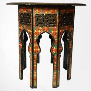 Paper Mache Floral Walnut Wood Table