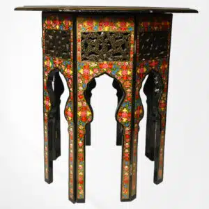 Paper Mache Floral Walnut Wood Table