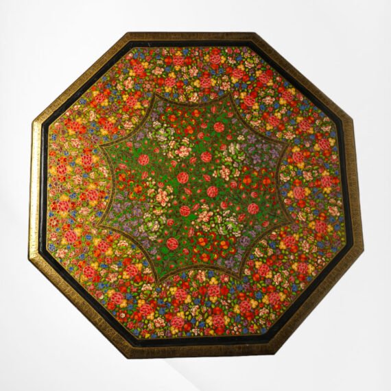 Paper Mache Floral Walnut Wood Table