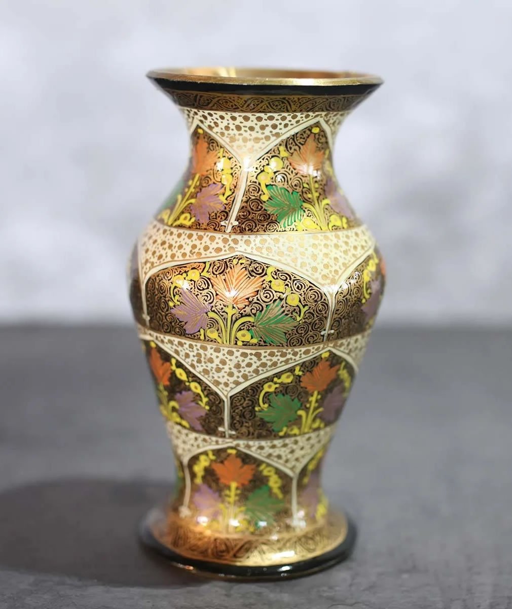 Paper Mache Flower Golden Vase