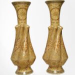 Paper Mache Flower Golden Vase (Set of 2)