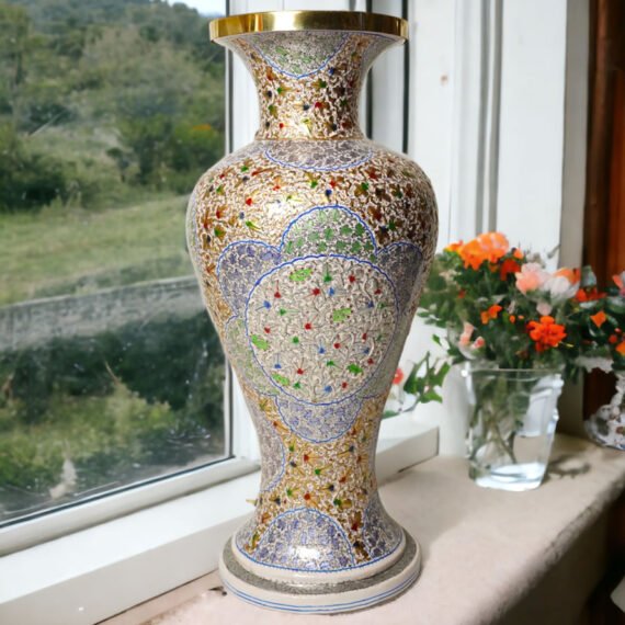 Paper Mache Flower Vase Golden