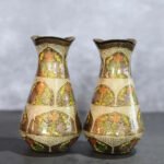 Paper Mache Flower Vase Golden and Yellow Curved Neck