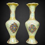 Paper Mache Flower Vase Golden and Yellow Set