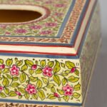 Pink Floral Paper Mache Tissue Box