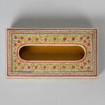 Pink Floral Paper Mache Tissue Box