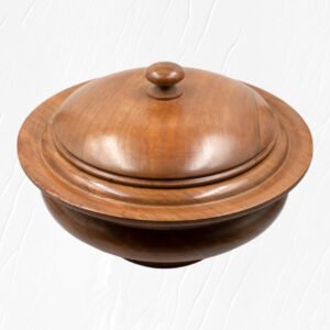 Plain Brown Wood Carving Round Bowl-1