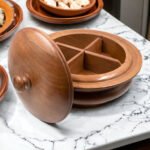 Plain Brown Wood Carving Round Bowl