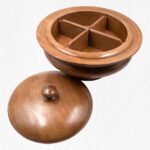 Plain Brown Wood Carving Round Bowl