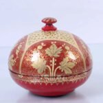 Red Chinar Paper Mache Powder Box