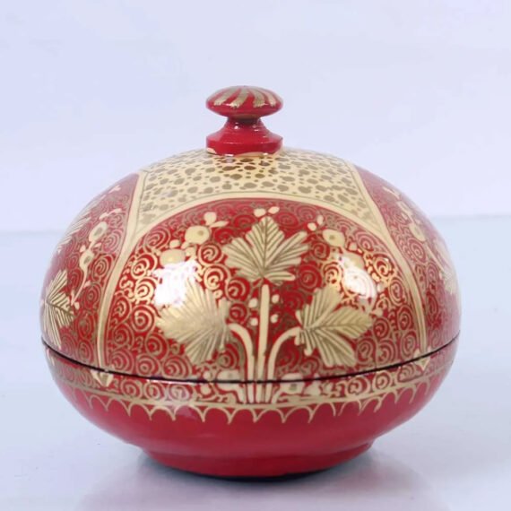 Red Chinar Paper Mache Powder Box