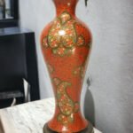 Red Floral Paper Mache Vase