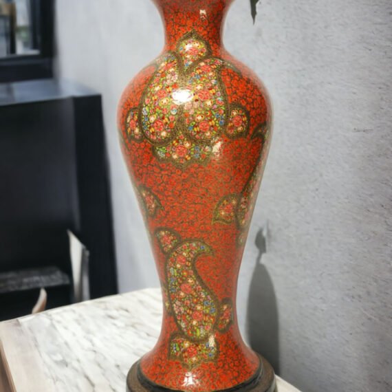 Red Floral Paper Mache Vase