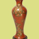 Red Floral Paper Mache Vase