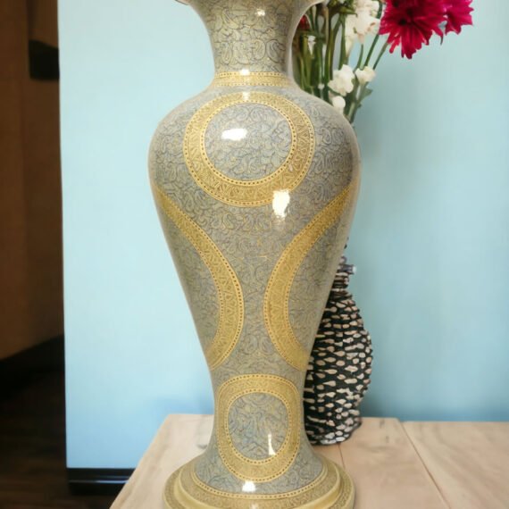Silver Floral Paper Mache Vase